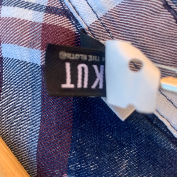 KUT From the Kloth Silky Soft Lyocell Plaid Print Button Down Women Large - Picture 3 of 7